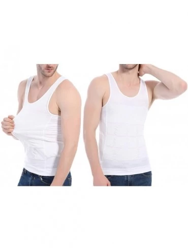 Shapewear Men Body Slimming Tummy Shaper Belly Underwear Shapewear Waist Girdle Shirt - Black & White - C518S6O4SA9 $16.82