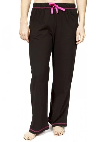 Bottoms Women's Cotton Knit Jersey Pajama Lounge Bottoms- Boxers and Pants - Solid Black Pants - C0116QICW85 $37.38