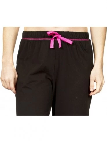 Bottoms Women's Cotton Knit Jersey Pajama Lounge Bottoms- Boxers and Pants - Solid Black Pants - C0116QICW85 $16.67