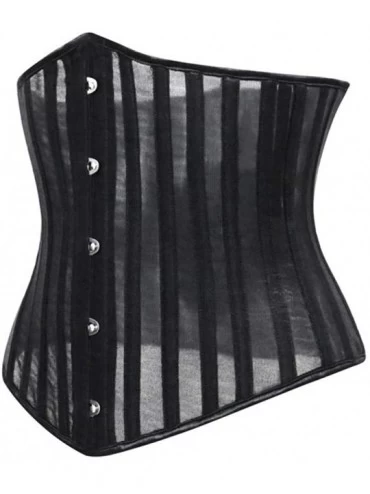 Bustiers & Corsets Women Breathable Underbust Bustiers 24 Steel Boned Corset Thin Mesh Waist Cincher for Weight Loss - Black ...
