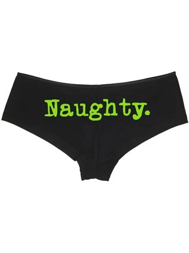 Panties Women's Naughty Girl Booty Bad Hot Sexy Boyshort - Black/Lime Green - C611UPINUPV $16.43