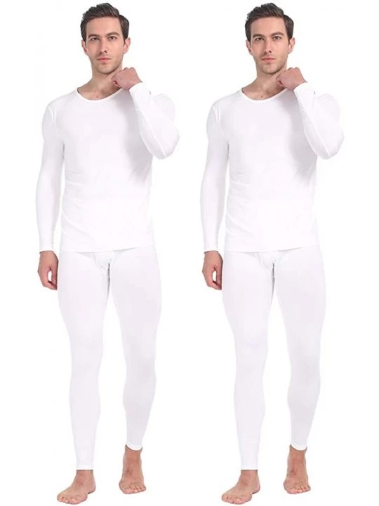 Thermal Underwear Thermal Underwear for Men Long Johns Set Fleece Lined Winter Base Layer 2 Pack - 2 Pack-white - CZ193MWO45D...