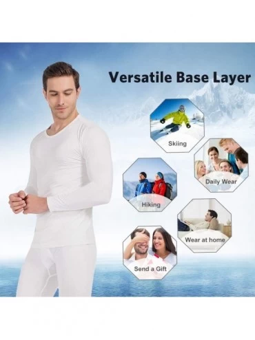 Thermal Underwear Thermal Underwear for Men Long Johns Set Fleece Lined Winter Base Layer 2 Pack - 2 Pack-white - CZ193MWO45D...