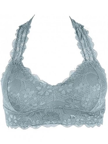 Bras Racerback Triangle Floral lace overlayed Bralette - Padded-arona - CO186S2G2S7 $19.80
