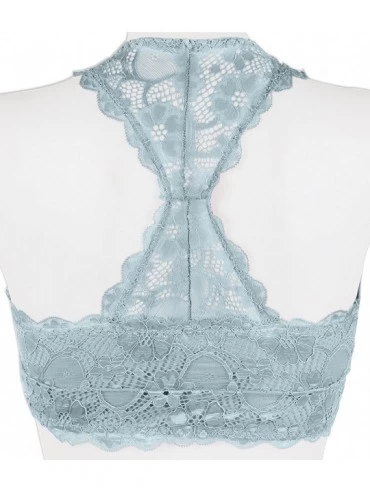 Bras Racerback Triangle Floral lace overlayed Bralette - Padded-arona - CO186S2G2S7 $9.22