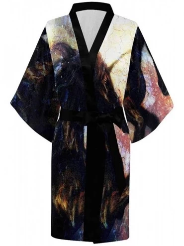 Robes Custom Watercolor Black Unicorn Women Kimono Robes Beach Cover Up for Parties Wedding (XS-2XL) - Multi 1 - C8194S4Z0CQ ...