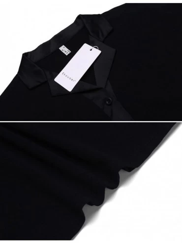 Nightgowns & Sleepshirts Womens Short Sleeve Sleepshirt Button Down Top Boyfriend Nightshirts - Black - C8180HARRLY $18.34