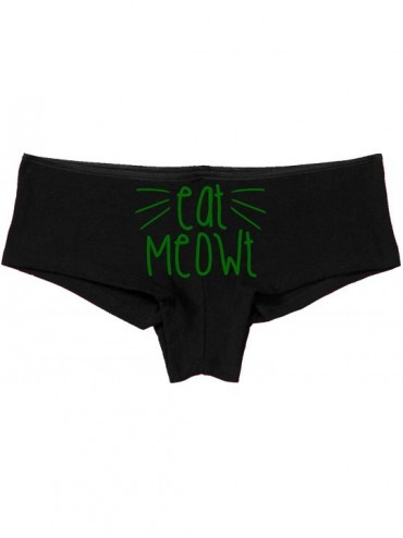 Panties Eat Meowt Pussy Cat Whiskers Kitten Oral Sex pet Play Panties - Forest Green - CT18LRL4Q90 $28.47