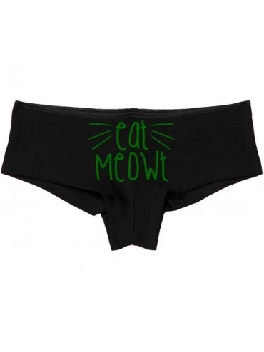 Panties Eat Meowt Pussy Cat Whiskers Kitten Oral Sex pet Play Panties - Forest Green - CT18LRL4Q90 $25.98