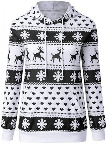 Bras Women's Christmas Reindeer Hoodie Snowflake Drawstring Pullover Sweatshirts with Pocket - Black - CB192ID55QL $29.50