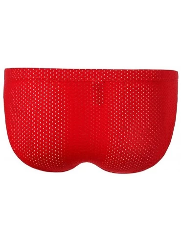 Briefs Men's Underwear Sexy Low Waist Breathable Briefs Men's Lace Briefs - Red - CL18TKEGNME $11.52