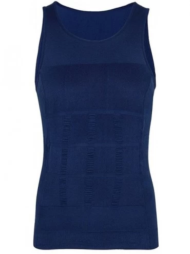Shapewear Men's Compression Slimming Body Shaper Abdomen Vest Under Shirt - Royal Blue - CN12NFDRRI3 $37.43