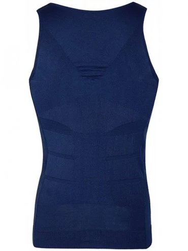 Shapewear Men's Compression Slimming Body Shaper Abdomen Vest Under Shirt - Royal Blue - CN12NFDRRI3 $17.44