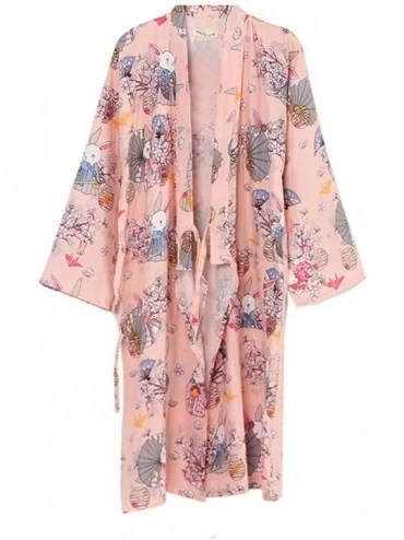 Robes Women's Kimono Robe Yukata Bathrobe Pajamas Pray Rabbits - CE1864I68DO $37.13