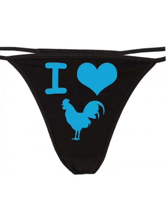 Panties I Love Cock Thong Panties - I Heart Cock Underwear - for Hot Wife - Rooster pic - The Panty Game Gift - Sky Blue - CK...