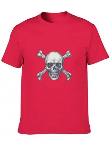Undershirts Skull Cross Cotton T Shirt Mens Thin Loose Short Shirt Scary Skull - Red1 - CJ19DSMS0ZX $40.27