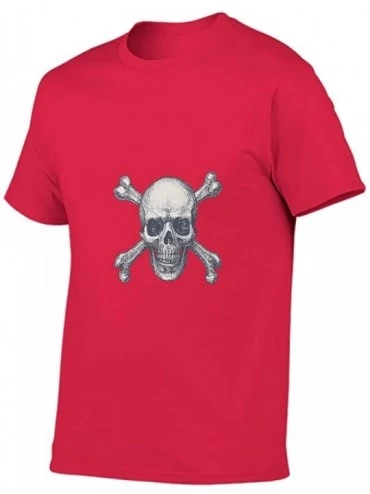 Undershirts Skull Cross Cotton T Shirt Mens Thin Loose Short Shirt Scary Skull - Red1 - CJ19DSMS0ZX $25.93