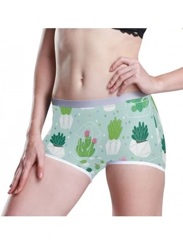 Panties Boyshort Panties Women's Succulent Plants and Cactus Garden Soft Underwear Briefs - Succulents and Cactuses in Pots -...