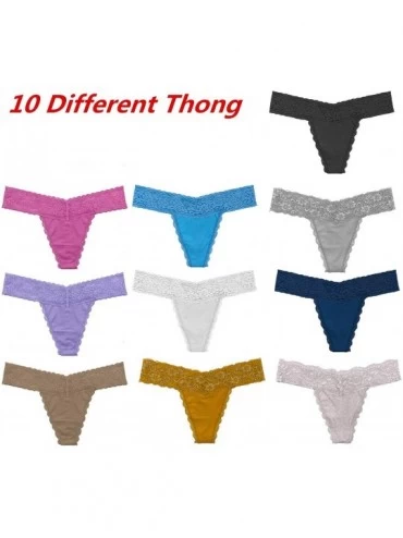 Panties Women Thong- Low Waist Seamless Panties Cotton Lace Thongs for Women- Different Lace Pattern and Color - Multicolor 1...
