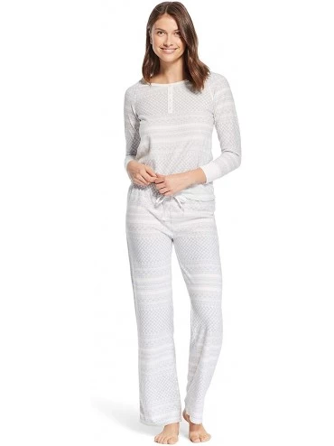 Sets Womens Fleece Long Sleeve Shirt and Lounge Pajama Pants Set - Grey - CB18UA7KEIU $29.93