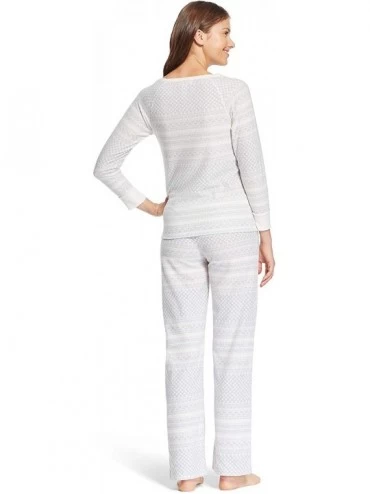 Sets Womens Fleece Long Sleeve Shirt and Lounge Pajama Pants Set - Grey - CB18UA7KEIU $14.96