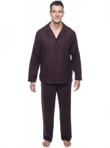 Sleep Sets Twin Boat Mens Pajamas Set - 100% Cotton Flannel Pajamas for Men - Herringbone Fig/Black - CQ12IO6KW29 $72.07