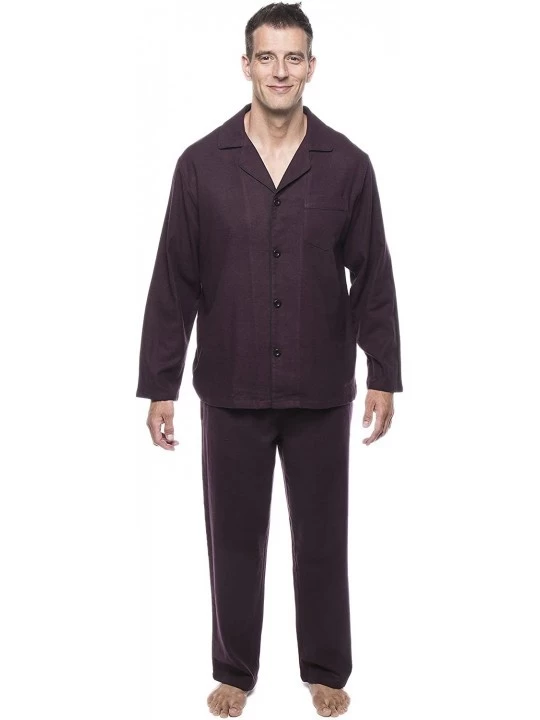 Sleep Sets Twin Boat Mens Pajamas Set - 100% Cotton Flannel Pajamas for Men - Herringbone Fig/Black - CQ12IO6KW29 $32.83