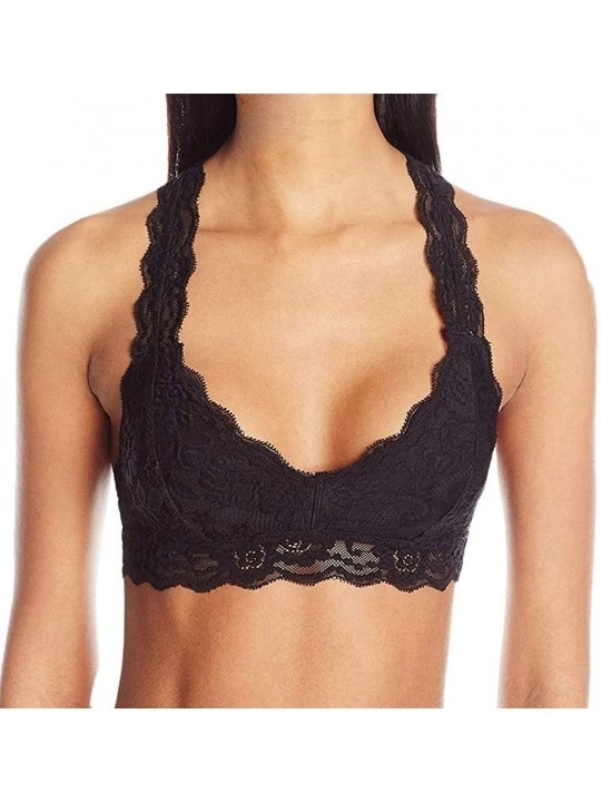 Bras Womens Sexy Plus Size Racerback Lace Bra Unpadded Lace Bra Lingerie Bra Underwear - Black - C318YM8O0Z9 $13.37