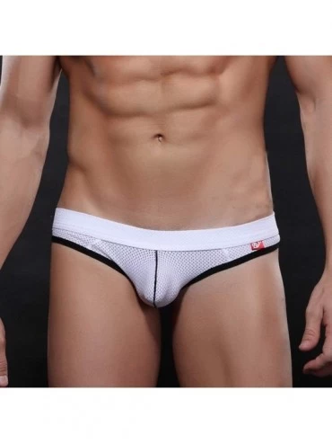 Briefs Mens Stripe Soft Briefs Underpants Knickers Shorts Sexy Underwear - White - CE18RXOQ25Y $8.72