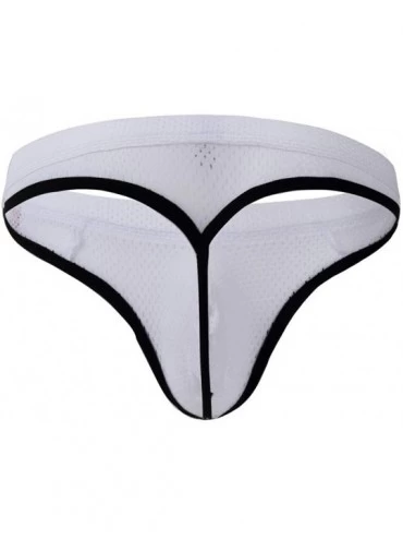 Briefs Mens Stripe Soft Briefs Underpants Knickers Shorts Sexy Underwear - White - CE18RXOQ25Y $8.72