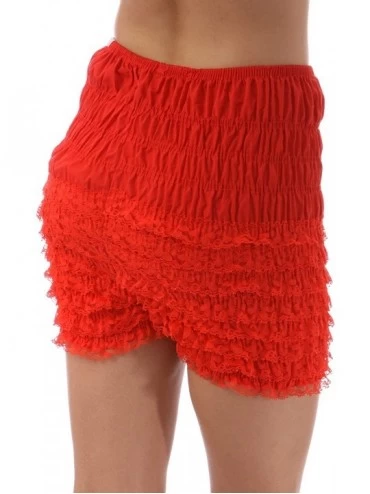 Panties Adult Pettipants- Style N29- Woman Costume Shorts- Sexy Ruffle Panties- Lacey Dance Shorts- Boyshorts - Ruby Red - CI...