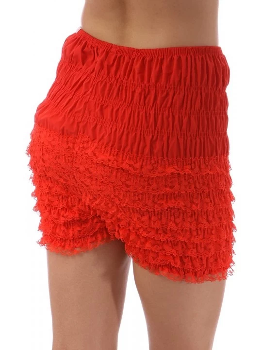 Panties Adult Pettipants- Style N29- Woman Costume Shorts- Sexy Ruffle Panties- Lacey Dance Shorts- Boyshorts - Ruby Red - CI...