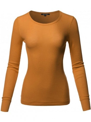 Thermal Underwear Women's Casual Solid Basic Crew Neck Long Sleeves Thermal Top - Aawtel0019 Mustard - C118Y5DSLY0 $34.37
