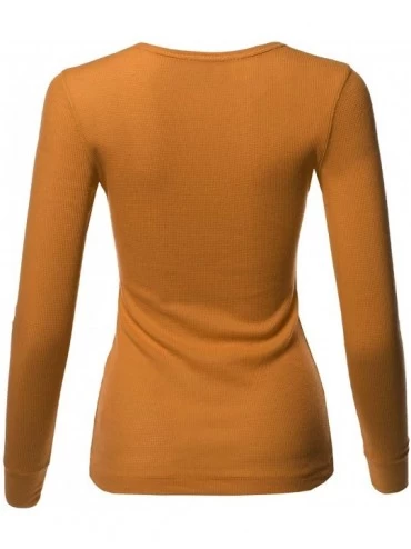 Thermal Underwear Women's Casual Solid Basic Crew Neck Long Sleeves Thermal Top - Aawtel0019 Mustard - C118Y5DSLY0 $13.28