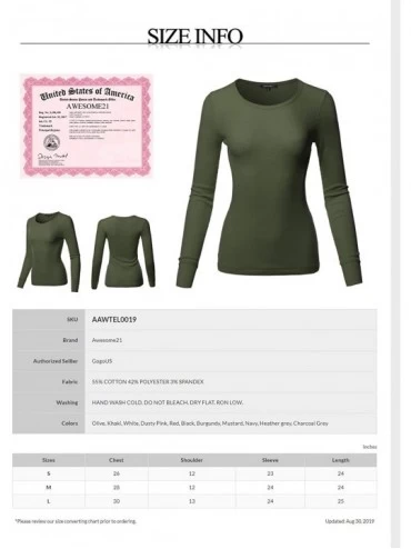 Thermal Underwear Women's Casual Solid Basic Crew Neck Long Sleeves Thermal Top - Aawtel0019 Mustard - C118Y5DSLY0 $13.28