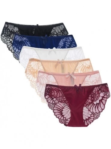 Panties 6 Pack Women's Lace Underwear Bikini Panties Seamless Soft Briefs Underpants Lace Hipster for Women - Zc 6 Pack C Pin...