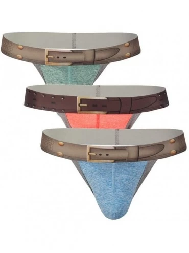 G-Strings & Thongs Men's Belt Print Bulge Pouch Breathable G-Sting Bikini Backless Underwear - G+o+b-3pack - C01903OL7MS $9.68