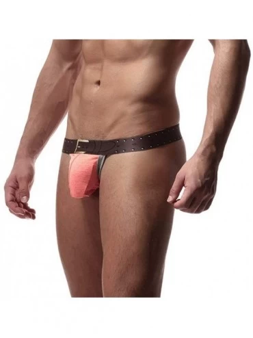 G-Strings & Thongs Men's Belt Print Bulge Pouch Breathable G-Sting Bikini Backless Underwear - G+o+b-3pack - C01903OL7MS $9.68