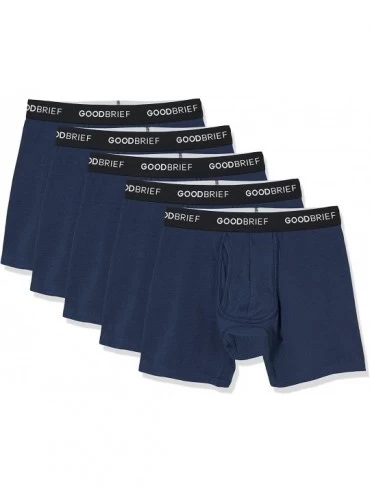 Boxer Briefs Men's Cotton Stretch Classic Fit Boxer Briefs (3-Pack or 5-Pack) - Navy 5 Pack Basic Waistband - CH189ZLOKL3 $20.02