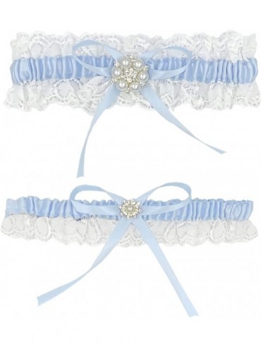 Garters & Garter Belts Blue Lace Garter Belt Set-Bridal Wedding Garter Gift for Bride- Something Blue - CL192ZTW5LG $23.99