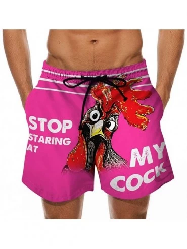 Boxers Men Drawstring Special Cock Print Holiday Festival Beach Work Casual Trouser Shorts Pant Comfy Fit - J-hot Pink - CH19...