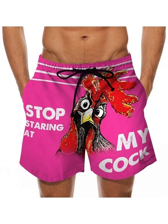 Boxers Men Drawstring Special Cock Print Holiday Festival Beach Work Casual Trouser Shorts Pant Comfy Fit - J-hot Pink - CH19...