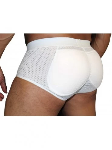 Briefs Briefs Men's Padded Enhancing Breathable Mesh Underwear - White - CQ187UOESMC $79.29