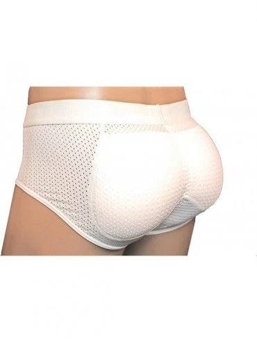 Briefs Briefs Men's Padded Enhancing Breathable Mesh Underwear - White - CQ187UOESMC $51.49