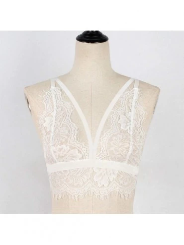 Bras Women Plus Size Vest Crop Bra Lingerie Sexy Lingerie Temptation Underwear - D White - CK18RO4UQXO $15.14