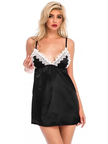 Bustiers & Corsets Sexy Lingerie for Women Crotchless Open Cup Sexy New Women Lingerie Silk Lace Satin V-Neck Nightdress Slee...