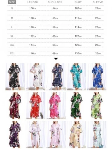 Nightgowns & Sleepshirts Women's Dressing Gown Kimono Bathrobe Satin Peacock Robe Bridesmaid Nightwear Nightgown - Rose - CK1...