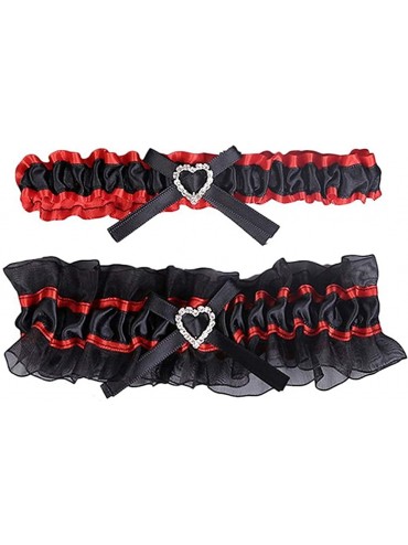 Garters & Garter Belts 2019 Handmade Lace Wedding Garter Set for Bride Party Bridal Leg Garters - 5-red - CR18O23283A $28.38