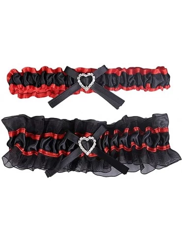 Garters & Garter Belts 2019 Handmade Lace Wedding Garter Set for Bride Party Bridal Leg Garters - 5-red - CR18O23283A $25.90