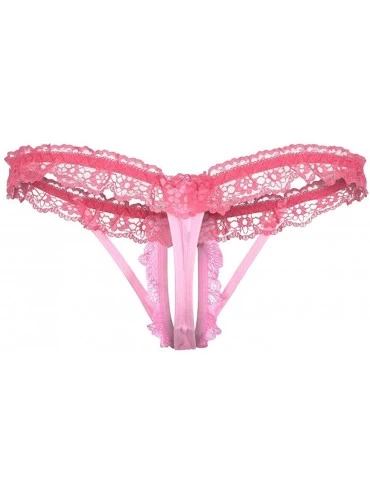 Bras Fashion Delicate Women Translucent Underwear Sheer Lace Tank Lace Sexy Underpant - Pink - CW196GXLCT0 $9.81